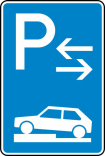 Verkehrszeichen 315-73 StVO, Parken auf Gehwegen halb quer zur Fahrtr. links (Mitte)