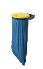 Anwendungsbeispiel: Müllsackhalter beschichtet mit gelbem Deckel Art. - Nr. 15416