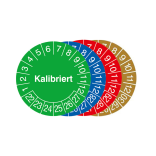 Prüfplaketten mit Jahresfarbe (6 Jahre), 2022 / 2027 - 2025 / 2030, Kalibriert, Bogen