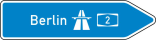 Verkehrszeichen 430-20 StVO, Pfeilwegweiser zur Autobahn, rechtsweisend, Höhe 400 mm, einseitig, Schrifthöhe 126 mm, einzeilig