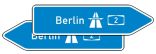 Verkehrszeichen 430-40 StVO, Pfeilwegweiser zur Autobahn, doppelseitig, Höhe 400 mm, Schrifthöhe 126 mm, einzeilig