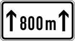 Verkehrszeichen 1001-30 StVO, Länge einer Verbotsstrecke auf ... m