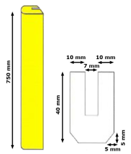 Technische Ansicht: Profilschutz Trapez nur gelb 750 x 40 x 27 x 7 mm (Art. 19134)