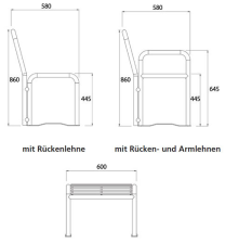 Technische Ansicht: Maße Stuhl -Dita- (Art. 20959)