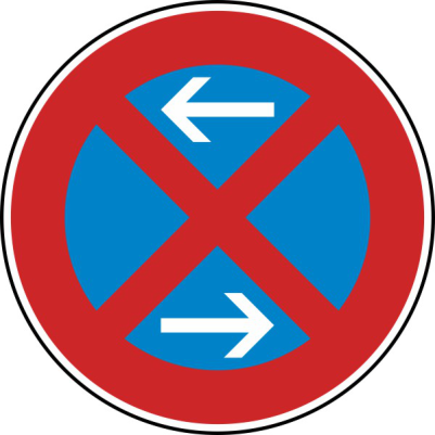 Verkehrszeichen 283-30 StVO, Absolutes Haltverbot Mitte (Rechtsaufstellung)