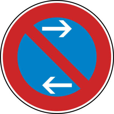 Verkehrszeichen 286-31 StVO, Eingeschränktes Haltverbot Mitte (Linksaufstellung)