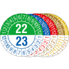 Prüfplaketten mit Jahresfarben (jahresübergreifend, 2 Jahre), 2022 / 2023 - 2026 / 2027, Bogen