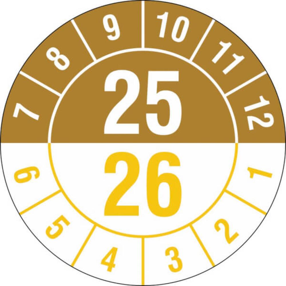 Prüfplakette mit Jahresfarben (jahresübergreifend), Halbjahresplakette, 2023-2029, Bogen