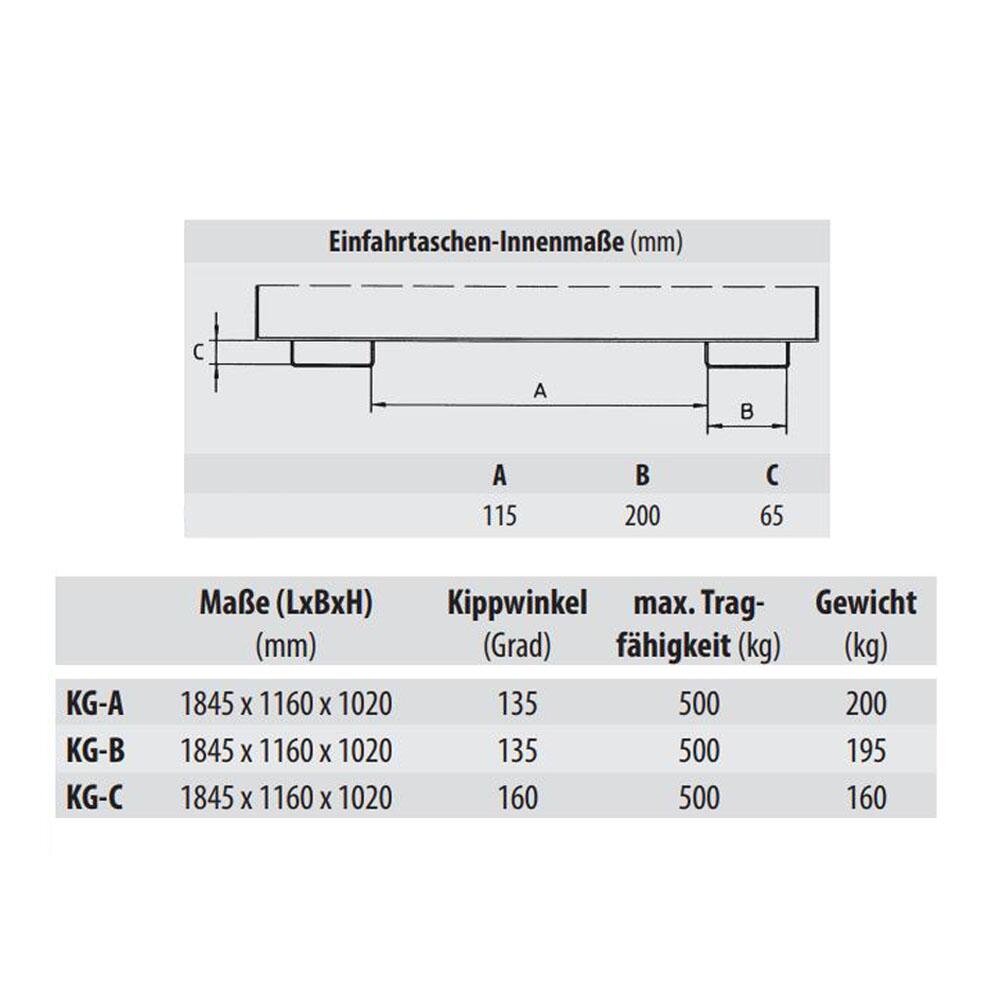 Kippomat 'Typ KG', für Euro-Gitterboxen, verschiedene Kippbedienungen