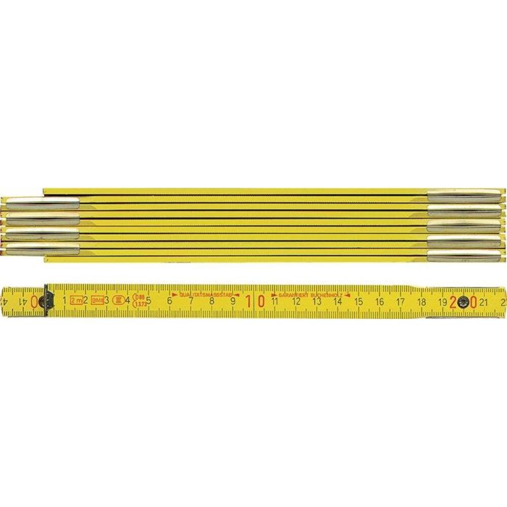 Gliederma&szlig;stab 1m oder 2m, Buchenholz, gelb lackiert, EG III, BMI, 3mm Gliederst&auml;rke