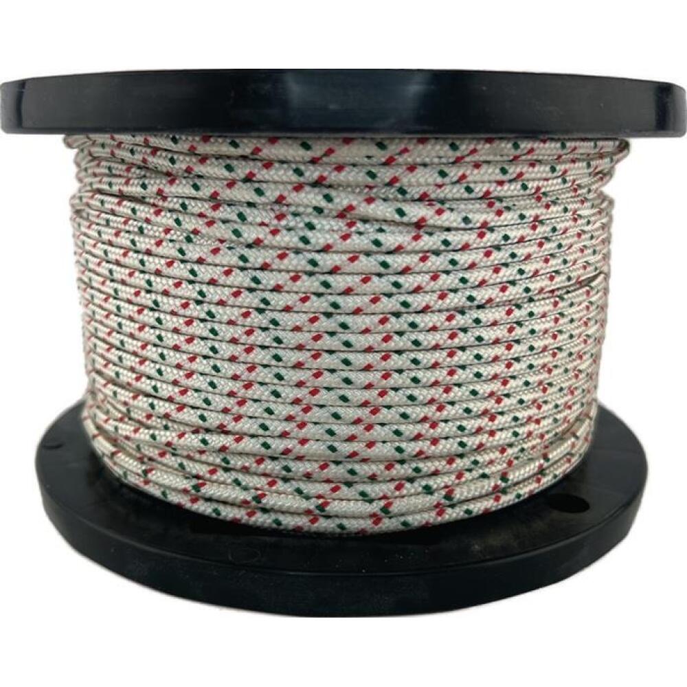 Anwerfseil Seilrad-D 3-5.5mm wei&szlig; KF gr&uuml;n/rot m.ME OVERMANN, hohe Bruchlast, 100 m, Polyamid