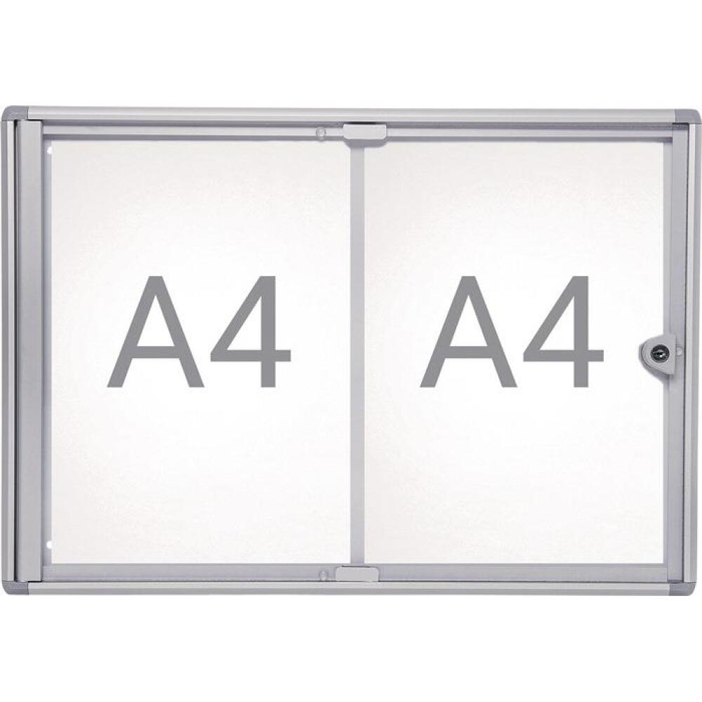 Schaukasten MAUL 1-8xA4, abgeschrägte Ecken, Aluminium, für Innenbereich, magnethaftend