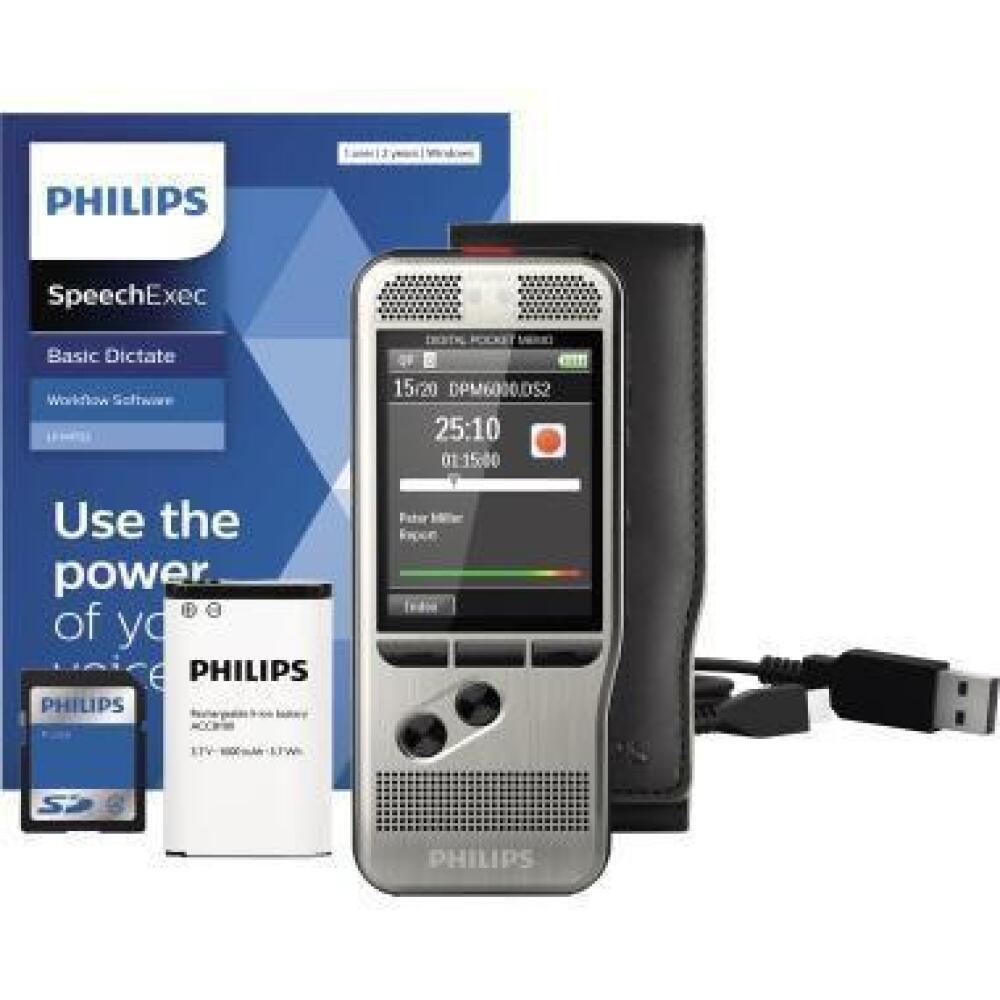 Philips Diktierger&auml;t PocketMemo DPM6000, Digitales Diktiersystem, Ergonomisch, MP3, DSS, robust