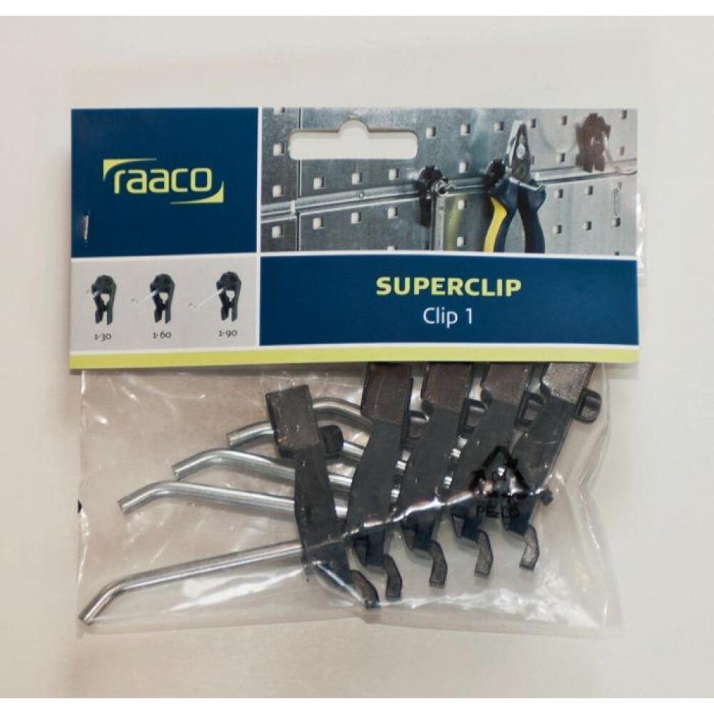 Werkzeughakenset für Lochplatten, 2 Wandpaneele + 28 Clips, Marke RAACO, Werkzeugschränke