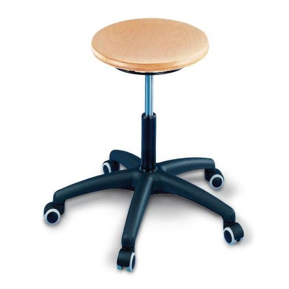 Drehhocker mit Rollen, Buche oder Stoffbezug, Sitzh&ouml;he 420-600mm, &oslash; 340mm, stabil und preisg&uuml;nstig