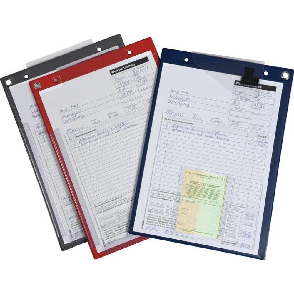 Auftragstasche DIN A4 mit Klettverschluss, 2 Fächer, robust, blau, rot, grau, anthrazit, VE=10