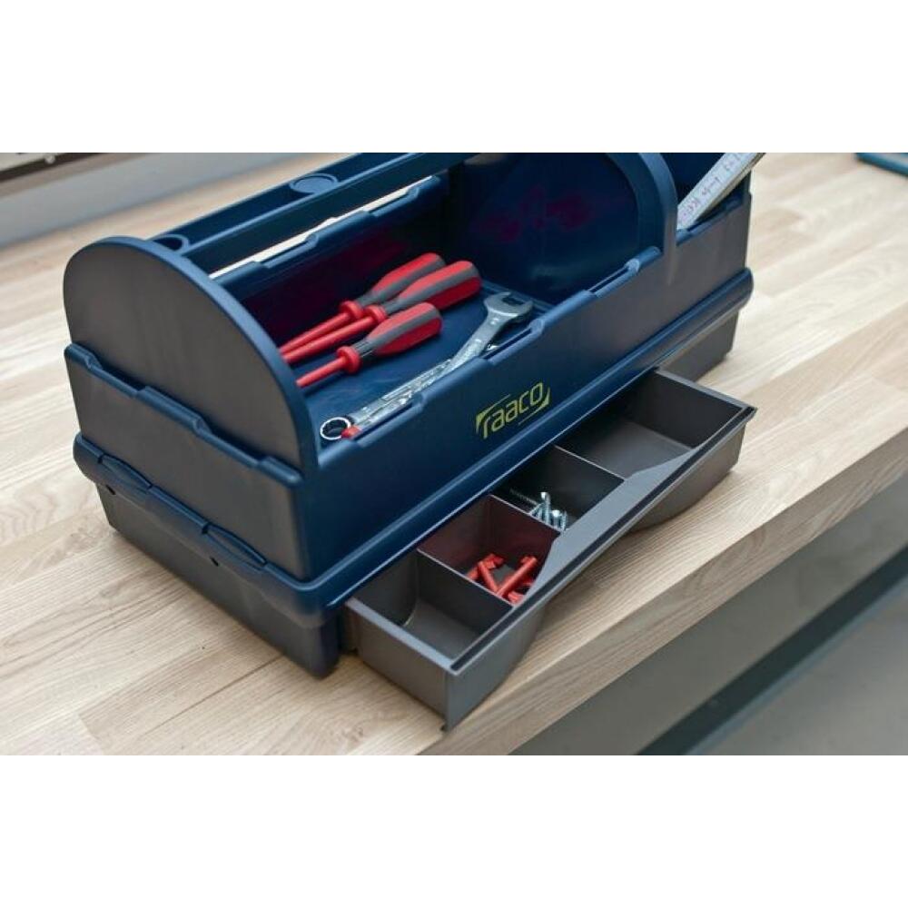 RAACO Werkzeugträger dkl.-blau, Open Toolbox, 4 Stk, Spanntechnik, vielseitig einsetzbar