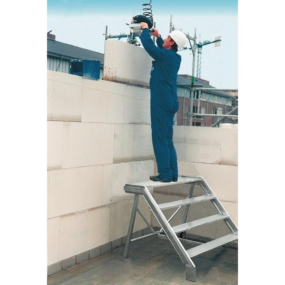 M&Uuml;BA Maurertreppe, Aluminium, Tritth&ouml;he 0,23m, z.B. f&uuml;r Arbeiten mit Blocksteinen, bis 2,50m Mauerh&ouml;he