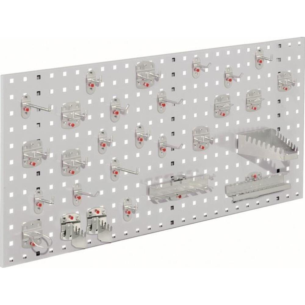 Lochplatte B450xL1000mm lichtgrau, 28-teilig, flexibel, pulverbeschichtet, ideal f&uuml;r Werkb&auml;nke