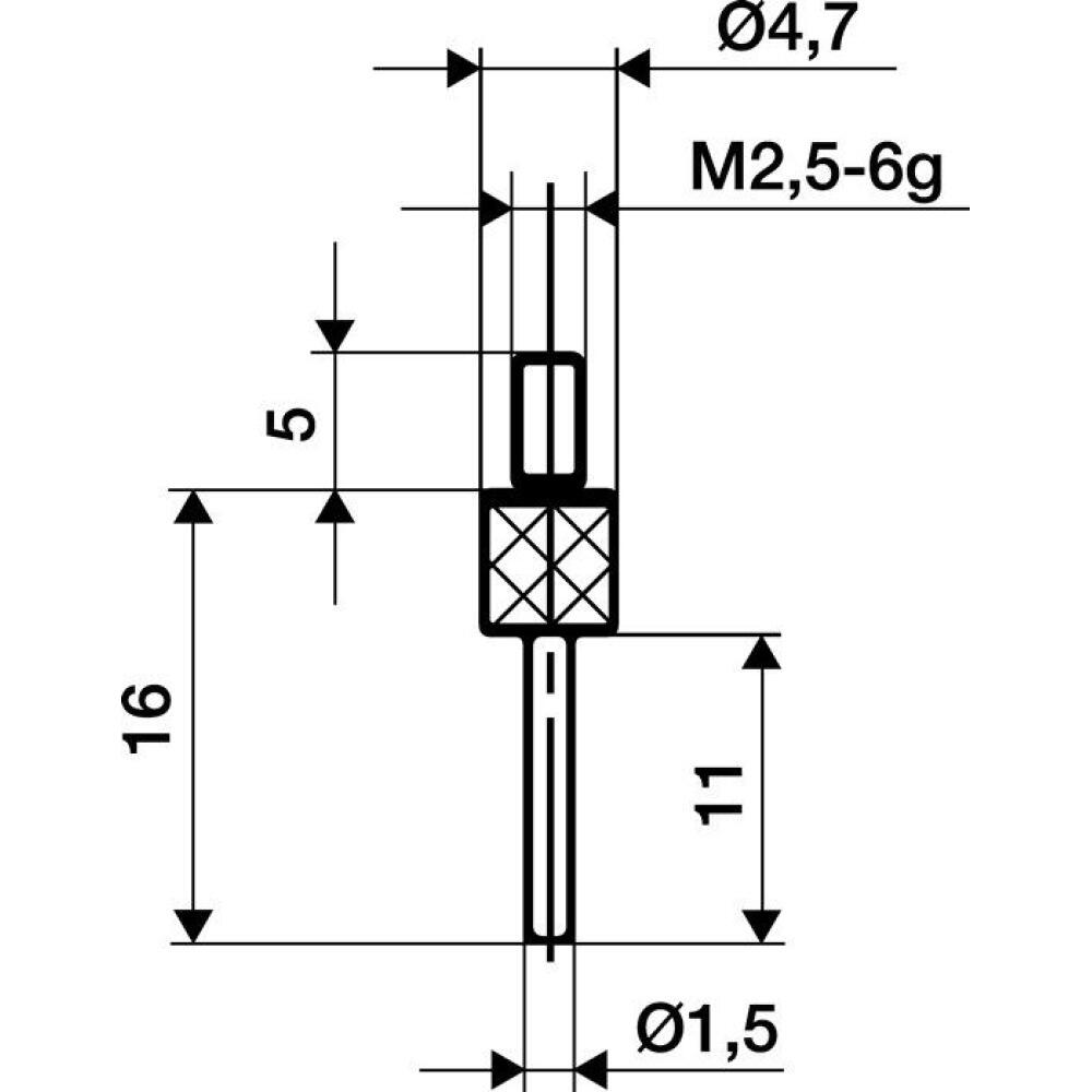 Messeins&auml;tze f&uuml;r Messuhren K&Auml;FER, M2,5, Stahl oder Hartmetall, verschiedene L&auml;ngen und Formen