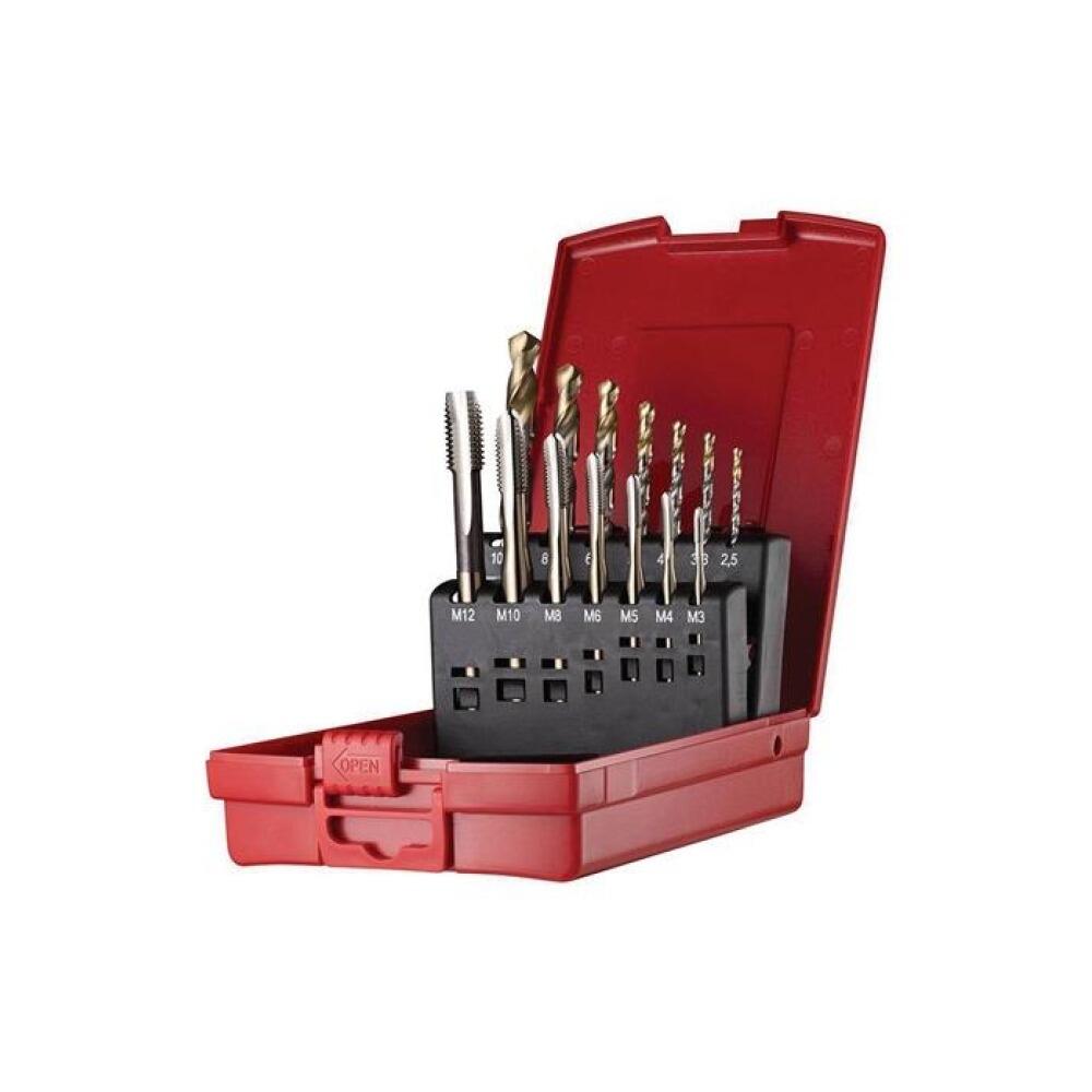 DORMER Maschinengewindebohrerset M3-M12, 14tlg. HSS-E PM, Kunststoffkassette, verschiedene Typen