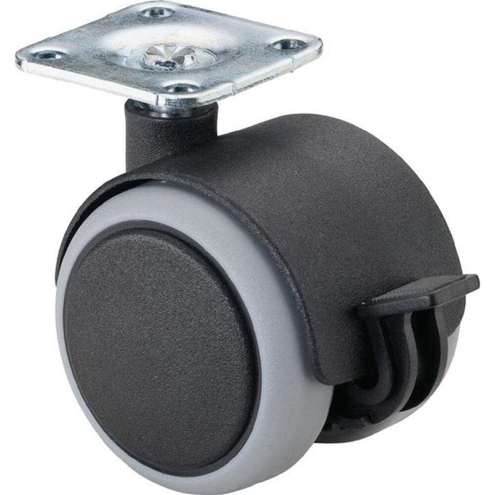 Kunststoffdoppelrolle mit Feststeller, 40mm oder 50mm, Tragf&auml;higkeit 30kg oder 50kg, weich