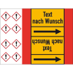 Rohrleitungs-Kennzeichnungsbänder, DIN 2403:2007-05, (Gruppen 4, 5, 8, 9) mit GHS-Symbol