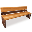 Sitzbank -Venedig- mit Rückenlehne, Stahl, Sitzfläche Holz, Rückenfläche Stahl und Holz