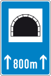 Verkehrszeichen 327-50 StVO, Tunnel mit Längenangabe in m