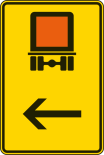 Verkehrszeichen 422-12 StVO, Wegweiser für kennzeichnungspflichtige Fahrzeuge mit gefährlichen Gütern (hier links)