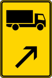 Verkehrszeichen 422-21 StVO, Wegweiser für KFZ m. einer zul. Gesamtmasse über 3,5 t (rechts einordnen)