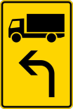 Verkehrszeichen 442-10 StVO, Vorwegweiser für KFZ mit zul. Gesamtmasse über 3,5 t, (linksw.)