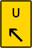 Verkehrszeichen 455.1-12 StVO, Ankündigung oder Forsetzung der Umleitung, links einordnen