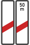 Verkehrszeichen 162-10 / 162-11 StVO, Einstreifige Bake (Aufstellung rechts)