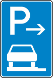 Verkehrszeichen 315-61 StVO, Parken auf Gehwegen ganz in Fahrtr. links (Anfang)