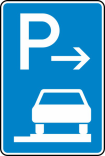 Verkehrszeichen 315-67 StVO, Parken auf Gehwegen ganz in Fahrtr. rechts (Ende)