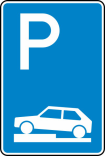 Verkehrszeichen 315-70 StVO, Parken auf Gehwegen halb quer zur Fahrtr. links