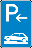 Verkehrszeichen 315-72 StVO, Parken auf Gehwegen halb quer zur Fahrtr. links (Ende)
