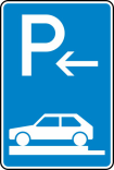 Verkehrszeichen 315-82 StVO, Parken auf Gehwegen ganz quer zur Fahrtr. links (Ende)