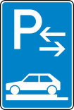 Verkehrszeichen 315-83 StVO, Parken auf Gehwegen ganz quer zur Fahrtr. links (Mitte)