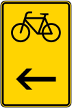 Verkehrszeichen 422-16 StVO, Wegweiser für Radverkehr hier links