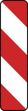Verkehrszeichen 605-20 / 605-22 StVO, Leitbake, rechtsweisend (Aufstellung links)