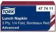 Tork Servietten 33x33cm 3lagig 1/4 Falz, 150 St./Pack, bordeaux, dunkelblau, dunkelgrün, rot, gelb