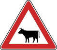 Verkehrszeichen 101-12 StVO, Viehtrieb, Aufstellung rechts