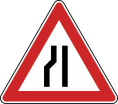 Verkehrszeichen 121-20 StVO, Einseitig verengte Fahrbahn, Verengung links