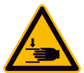 Warnschild, Warnung vor Handverletzungen