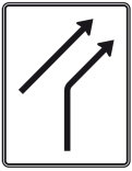 Verkehrszeichen 551-20 StVO, Zusammenführungstafel an einmündender Strecke