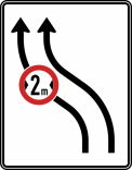 Verkehrszeichen 515-11 StVO, Verschwenkungstafel ohne Gegenverkehr