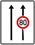 Verkehrszeichen 523-30 StVO, Fahrstreifentafel mit Höchstgeschwindigkeit