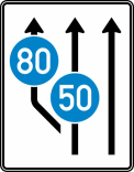 Verkehrszeichen 545-11 StVO, Aufweitungstafel ohne Gegenverkehr